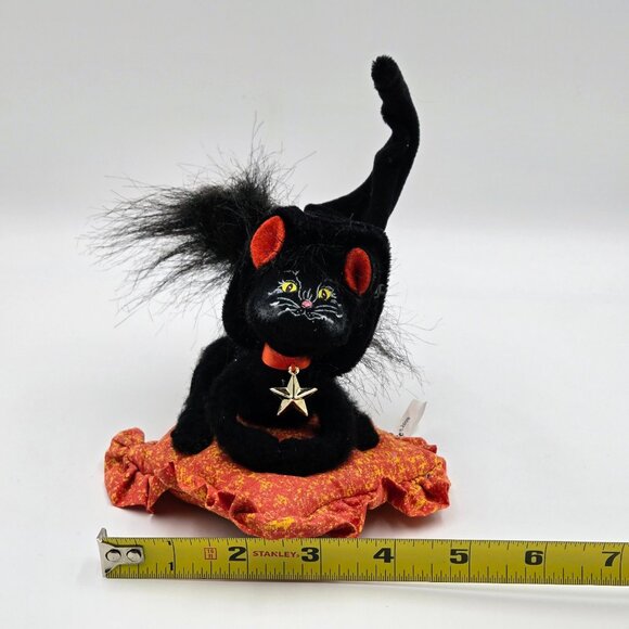 Annalee 2009 Moonlight Witch Cat On Pillow Halloween Black Orange Kitten Doll - Picture 3 of 14